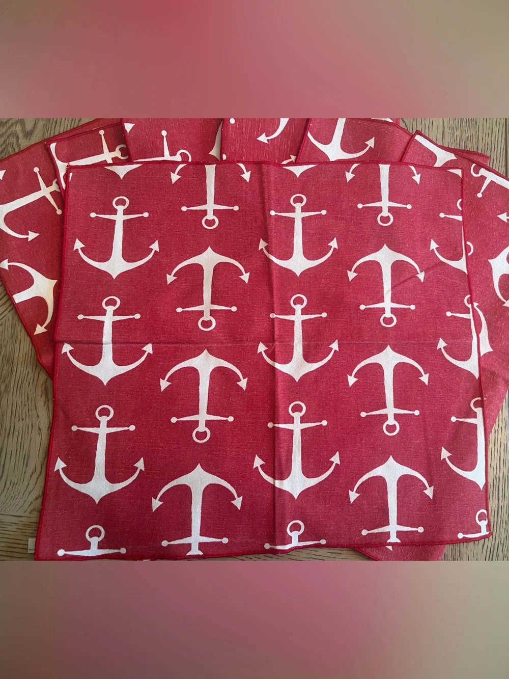 Decorative Things Red Anchor Print Napkins - Set of 6